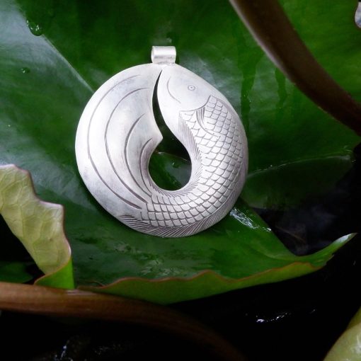 Hill Tribe Silver Circle Fish Pendant