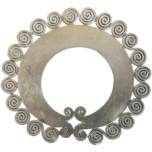 Hill Tribe Silver Round Pendant With Multiple Spirals Around The Edges