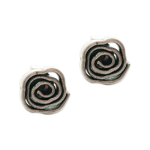 Hill Tribe Silver Rose Inspired Spiral Stud Earrings