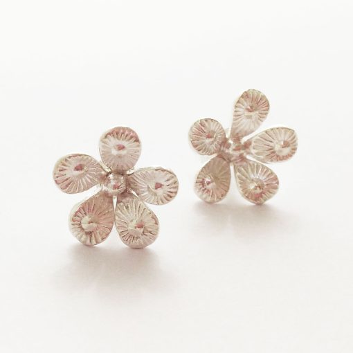 Hill Tribe Silver Flower Shaped Stud Earrings