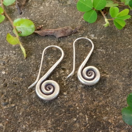 Hill Tribe Silver Spiral Hook  Earrings