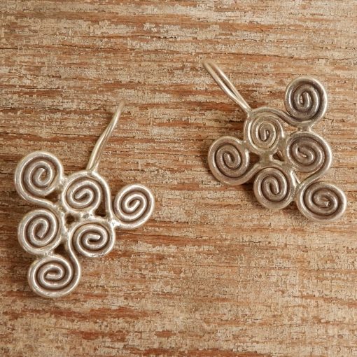 Hill Tribe Silver Spiral Triangle Earrings