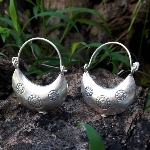 Hill Tribe Silver Elephant Printed Stud Earrings