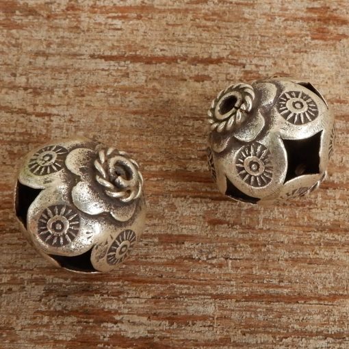 Hill Tribe Silver Tribal Flower Imprinted Bead