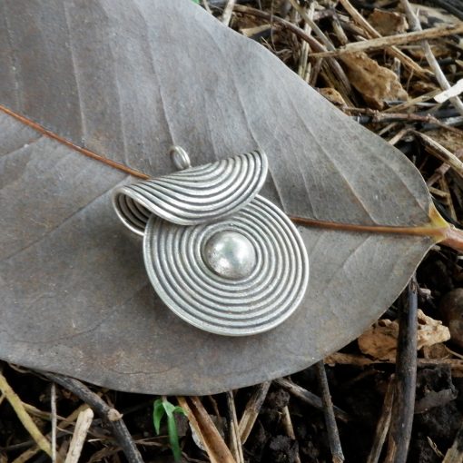 Hill Tribe Silver Spiral Printed Circular Pendant