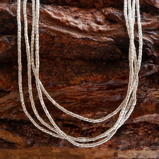 Hill Tribe Silver Long Rugged Tube Shaped Beads Strand