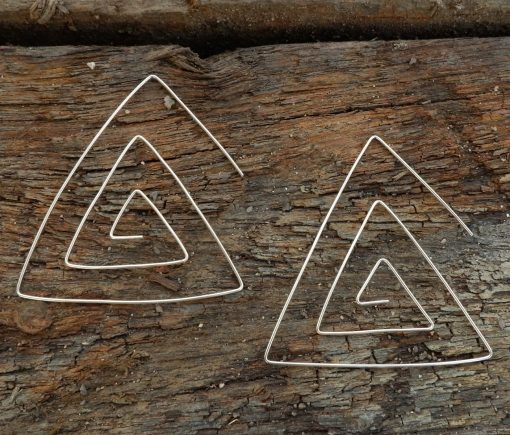 Hill Tribe Silver Triangle Spiral Earrings Silver